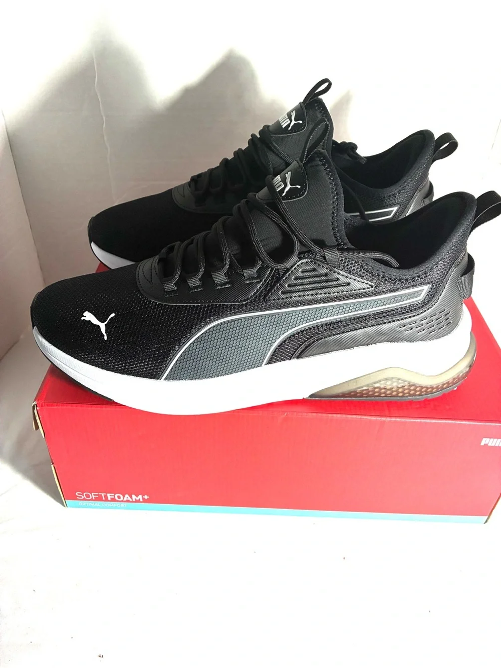 PUMA Men’s Amplifier Black White Sneakers Size 14 New With Box